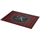 Personalisiertes Monogramm Rot und Schwarz Buffalo Schneidebrett (Ecke)