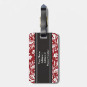 Personalisiertes Monogramm-rotes schwarzes Gepäckanhänger (Rückseite vertikal)