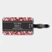 Personalisiertes Monogramm-rotes schwarzes Gepäckanhänger (Rückseite horizontal)