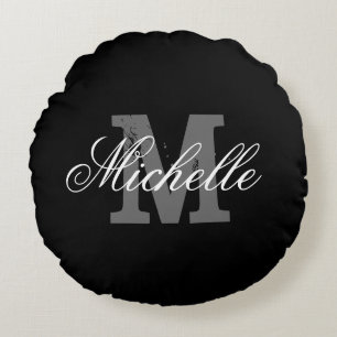 Personalisiertes Monogramm rundes Throwkissen   Kissen