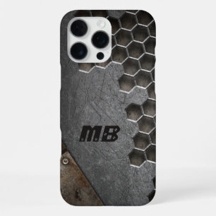 Personalisiertes Monogramm Rustikal Grunge Männlic iPhone 16 Pro Max Hülle