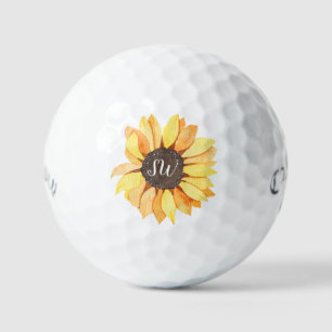 Personalisiertes Monogramm rustikale Sonnenblume Golfball