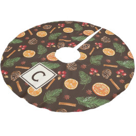Personalisiertes Monogramm Rustikales Botanisches Polyester Weihnachtsbaumdecke