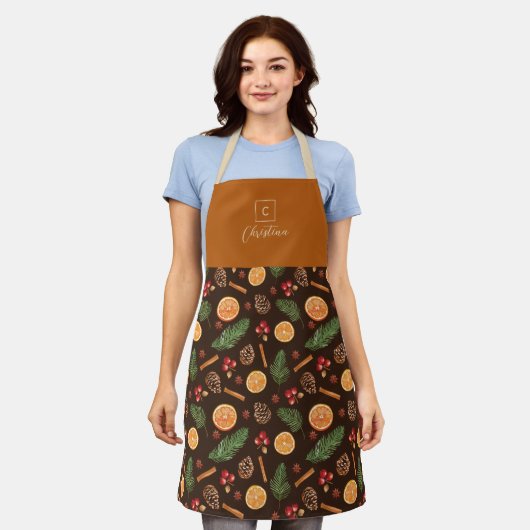 Personalisiertes Monogramm Rustikales Botanisches Schürze (Getragen)