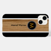 Personalisiertes Monogramm Rustikales Holzschwarz Case-Mate iPhone Hülle (Rückseite (Horizontal))