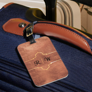 Personalisiertes Monogramm rustikales Kupfer Gepäckanhänger