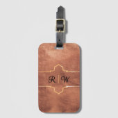 Personalisiertes Monogramm rustikales Kupfer Gepäckanhänger (Vorderseite Vertikal)
