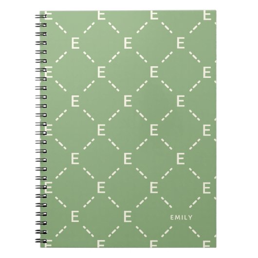 Personalisiertes Monogramm Sage-Grün Geometrisches Notizblock (Vorderseite)