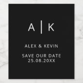 Personalisiertes Monogramm Save the Date Weinetike Weinetikett (Einzelnes Label)