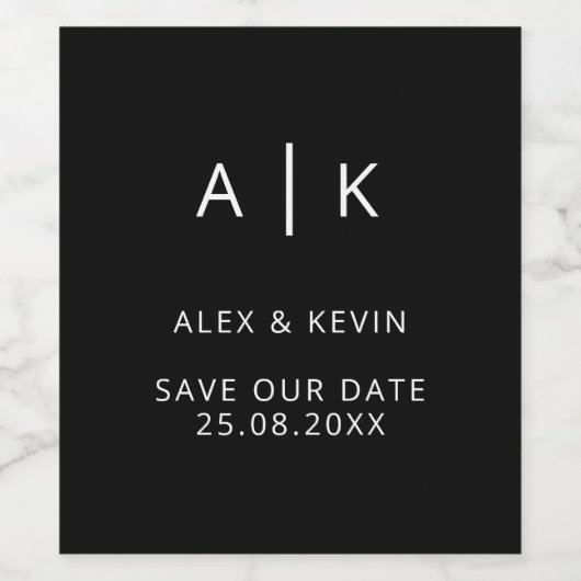 Personalisiertes Monogramm Save the Date Weinetike Weinetikett (Einzelnes Label)