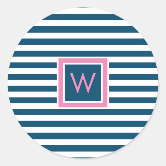 Personalisiertes Monogramm Schieferblau und Weiß S Runder Aufkleber (Vorderseite)