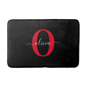 Personalisiertes Monogramm Schriftname Schwarz Wei Badematte