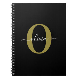 Personalisiertes Monogramm Schriftname Schwarz Wei Notizblock