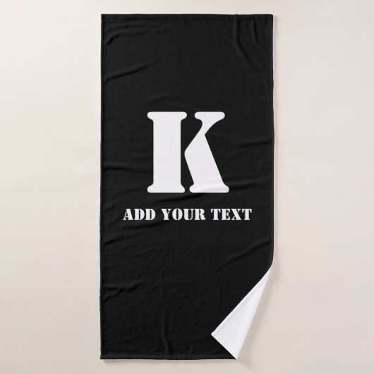 Personalisiertes Monogramm Schwarz Benutzerdefinie Badehandtuch (Badehandtuch)