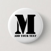 Personalisiertes Monogramm Schwarz Benutzerdefinie Button (Vorderseite)