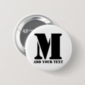 Personalisiertes Monogramm Schwarz Benutzerdefinie Button (Vorne & Hinten)