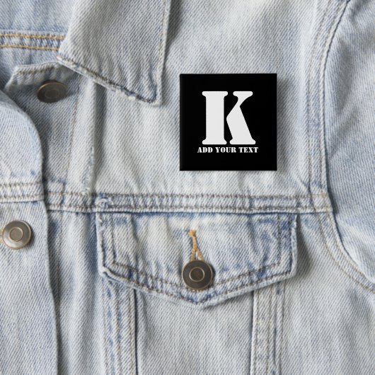 Personalisiertes Monogramm Schwarz Benutzerdefinie Button (Beispiel)