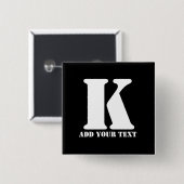 Personalisiertes Monogramm Schwarz Benutzerdefinie Button (Vorne & Hinten)