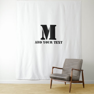 Personalisiertes Monogramm Schwarz Benutzerdefinie Wandteppich