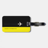 Personalisiertes Monogramm schwarz/gelb Flugzeug Gepäckanhänger (Rückseite horizontal)