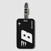 personalisiertes Monogramm schwarz Gepäckanhänger (Vorderseite Vertikal)