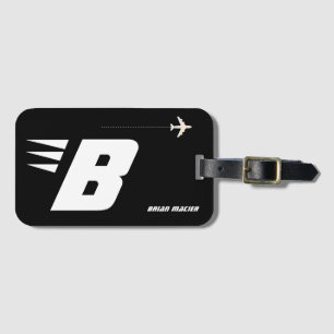 personalisiertes Monogramm schwarz Gepäckanhänger