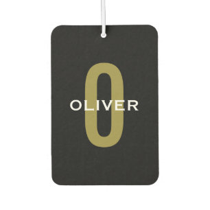Personalisiertes Monogramm Schwarz Gold Weiß Name Autolufterfrischer