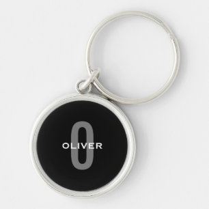 Personalisiertes Monogramm Schwarz Grau Weiß Name Schlüsselanhänger