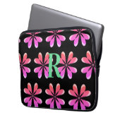 Personalisiertes Monogramm schwarz rosa Retro Laptopschutzhülle (Vorderseite Links)