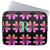 Personalisiertes Monogramm schwarz rosa Retro Laptopschutzhülle (Vorderseite)