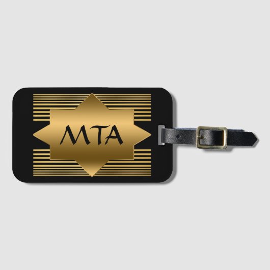 Personalisiertes Monogramm, schwarz und goldgeomet Gepäckanhänger (Vorderseite (Horizontal))