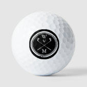 Personalisiertes Monogramm Schwarz und Weiß Golfball (Vorderseite)