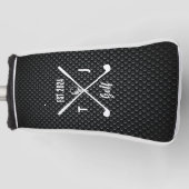 Personalisiertes Monogramm Schwarz und Weiß, textu Golf Headcover (Vorderseite)