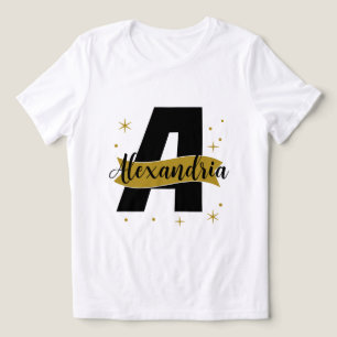 Personalisiertes Monogramm Schwarz Weiß Gold Tri-Blend Shirt