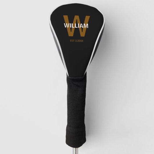 Personalisiertes Monogramm schwarz & weiß Golf Headcover (Vorderseite)