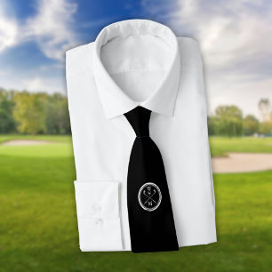 Personalisiertes Monogramm Schwarz-Weiß-Golf Krawatte