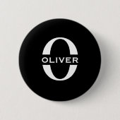 Personalisiertes Monogramm Schwarz-Weiß-Name Button (Vorderseite)