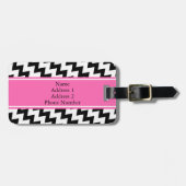 Personalisiertes Monogramm Schwarz/Weiß Zigzag Gepäckanhänger (Vorderseite horizontal)