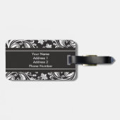 Personalisiertes Monogramm-Schwarz-weißes Gepäckanhänger (Rückseite horizontal)