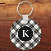 Personalisiertes Monogramm Schwarz-weißes Gold Kar Schlüsselanhänger (Vorderseite)