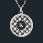 Personalisiertes Monogramm Schwarz-weißes Gold Kar Versilberte Kette<br><div class="desc">Personalisierte Mit Monogramm Schwarz-weiße und Karierte Silber-Plättchen</div>