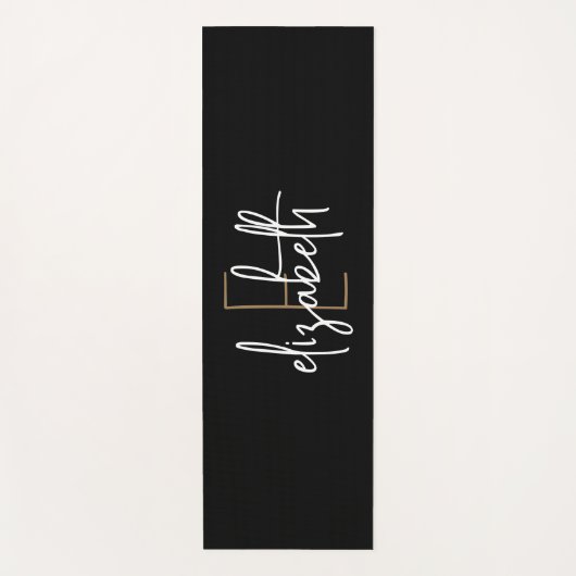 Personalisiertes Monogramm Schwarz Yogamatte (Vorderseite)