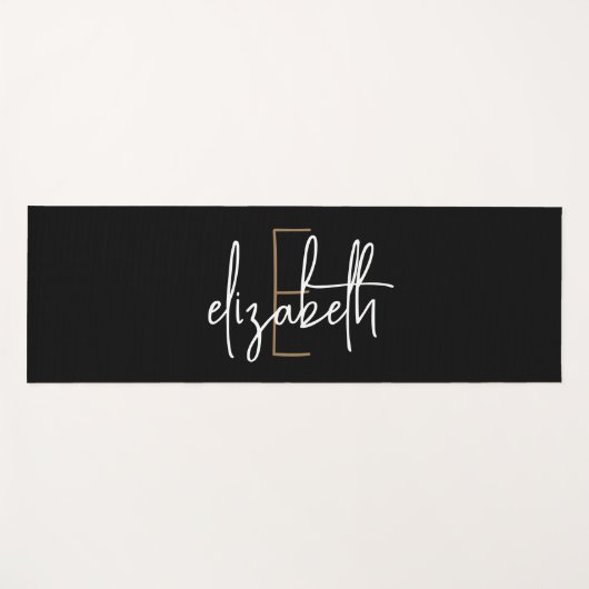 Personalisiertes Monogramm Schwarz Yogamatte (Vorderseite (Horizontal))