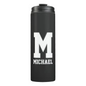 Personalisiertes Monogramm schwarze Tumbler-Flasch Thermosbecher (Vorderseite)