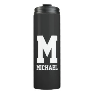 Personalisiertes Monogramm schwarze Tumbler-Flasch Thermosbecher