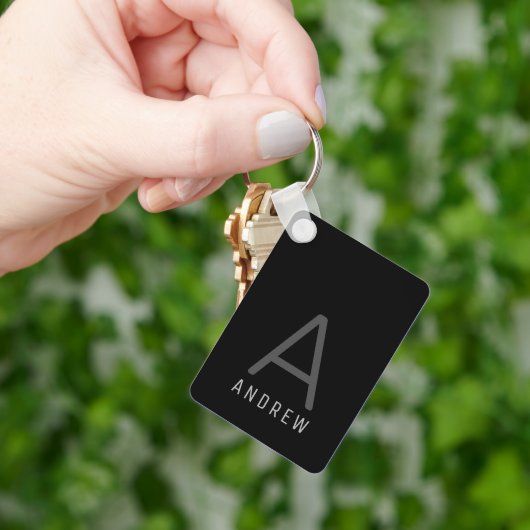 Personalisiertes Monogramm Schwarzes Metall Schlüsselanhänger (Hand)