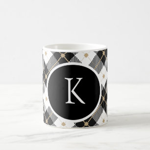 Personalisiertes monogramm Schwarzes Weiß Gold Kar Kaffeetasse