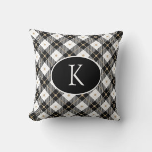 Personalisiertes monogramm Schwarzes Weiß Gold Kar Kissen