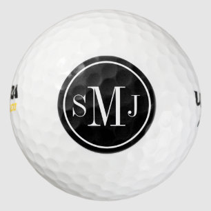 Personalisiertes Monogramm-Schwarzweiss-Rahmen Golfball