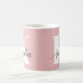 Personalisiertes Monogramm-Script rosa Kaffeetasse (Mittel)